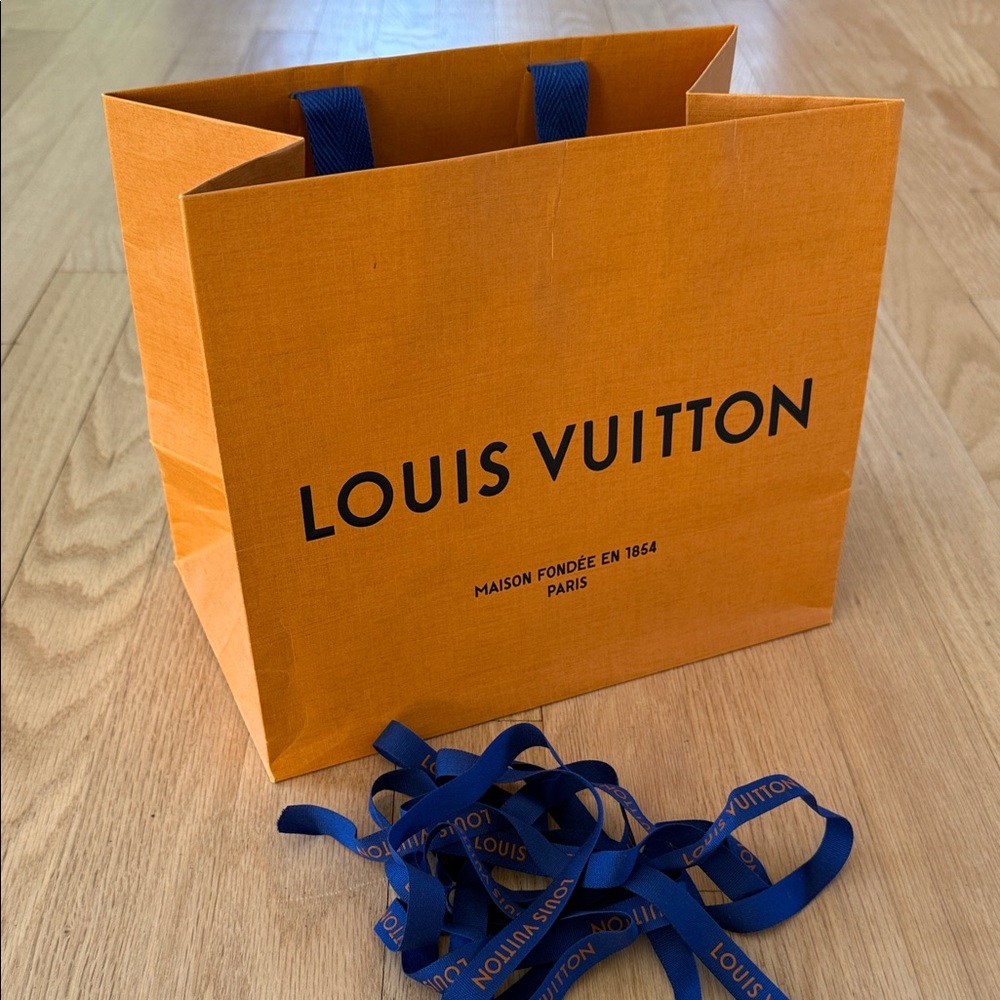 Louis Vuitton Shopping Tote Bag with Blue Ribbon